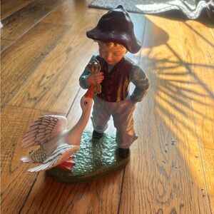 Vintage Holland Mold Charming Boy and Goose Figurine - Multicolor